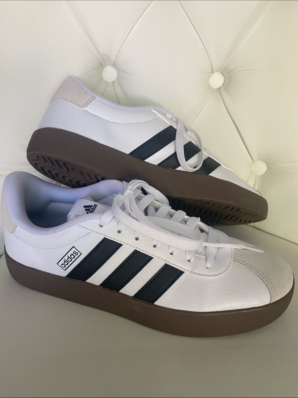 😍adidas Women’s VL Court 3.0 Sneakers 👟 8.5 WHITE/BLACK/GREY